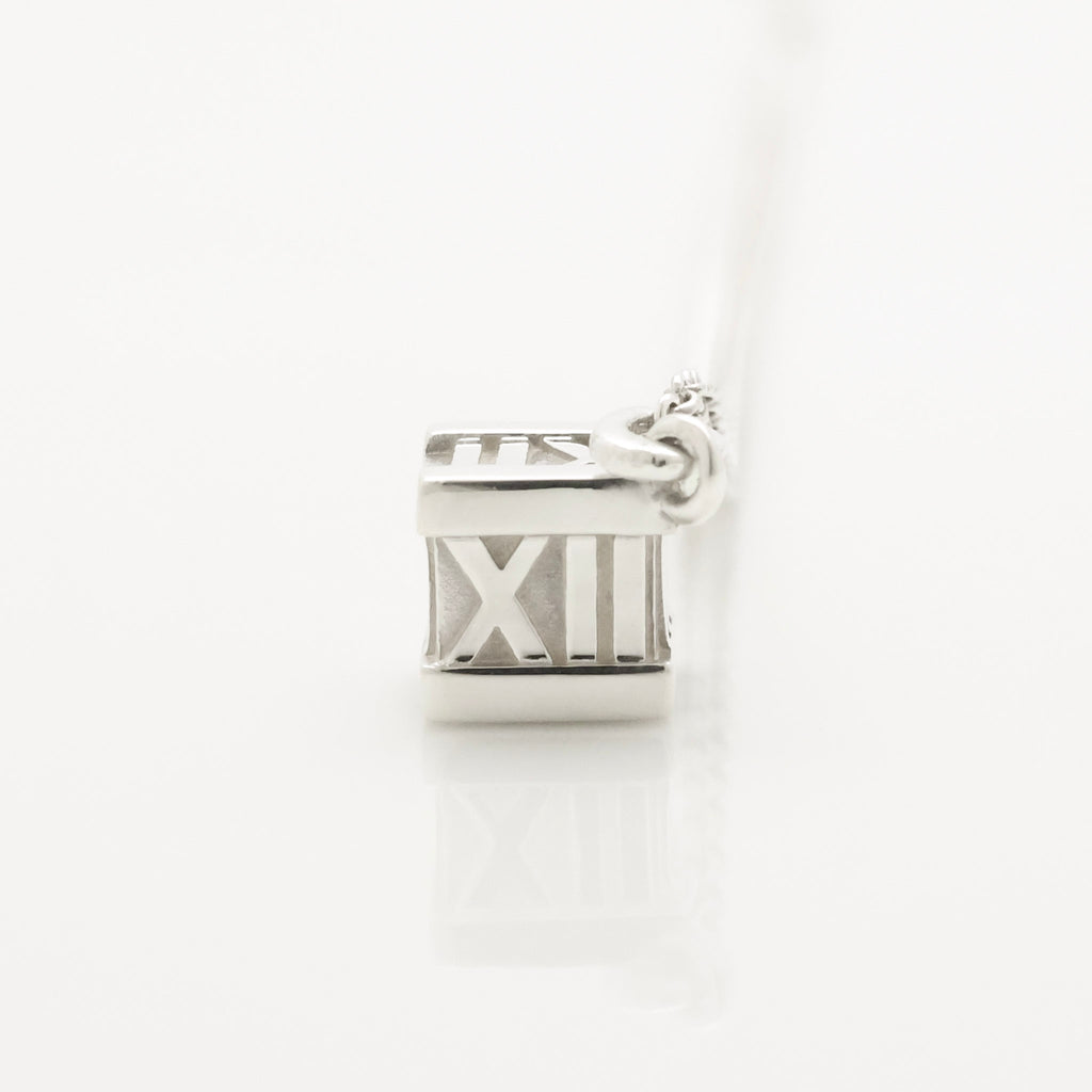  Tiffany & Co. Atlas Cube Necklace Pendant  Sterling Silver  925 