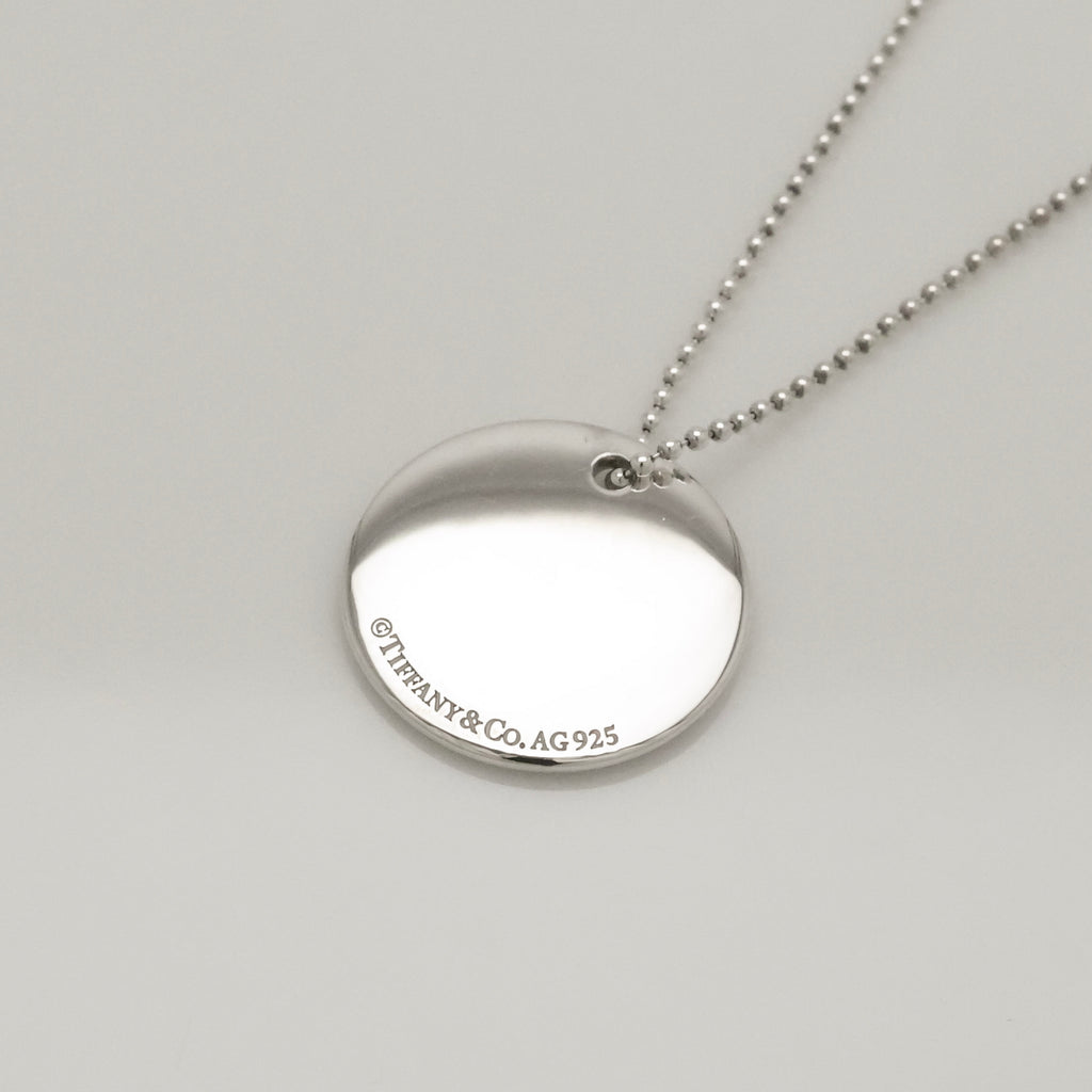  Tiffany & Co. Letter M Notes Initial Disc Necklace Sterling Silver 925