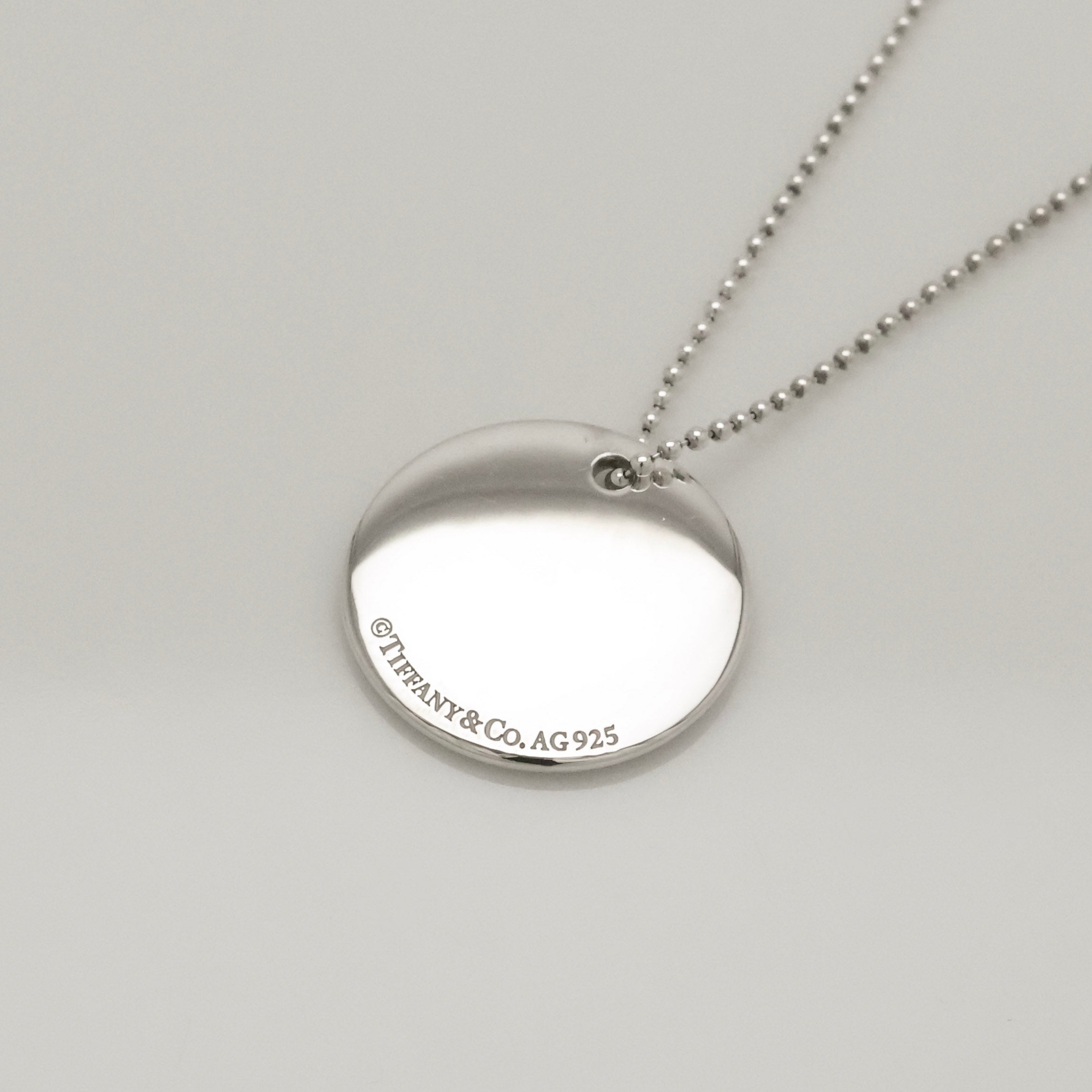  Tiffany & Co. Letter M Notes Initial Disc Necklace Sterling Silver 925