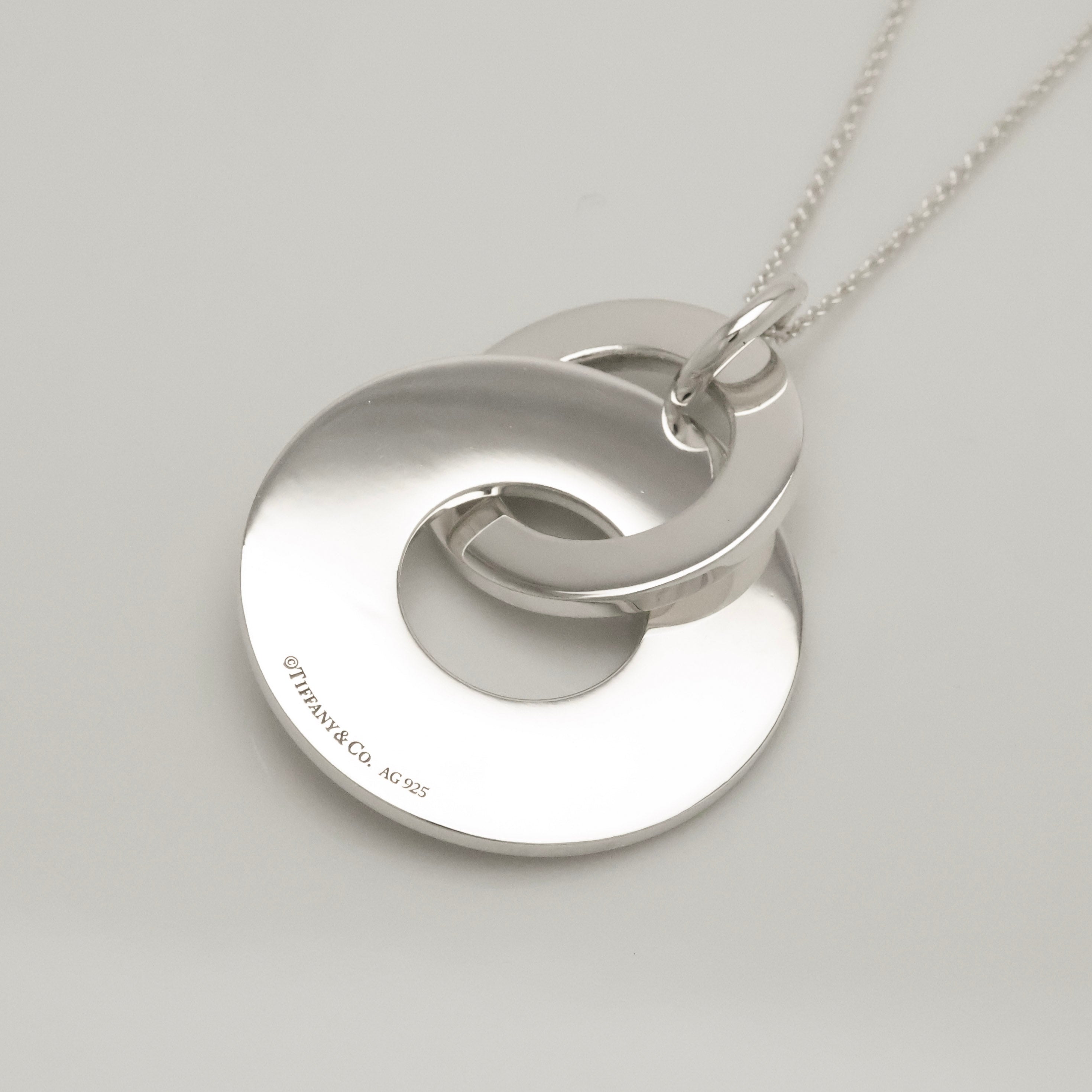  Tiffany & Co. 1837 Interlocking Circles Drop Necklace Sterling Silver 925 