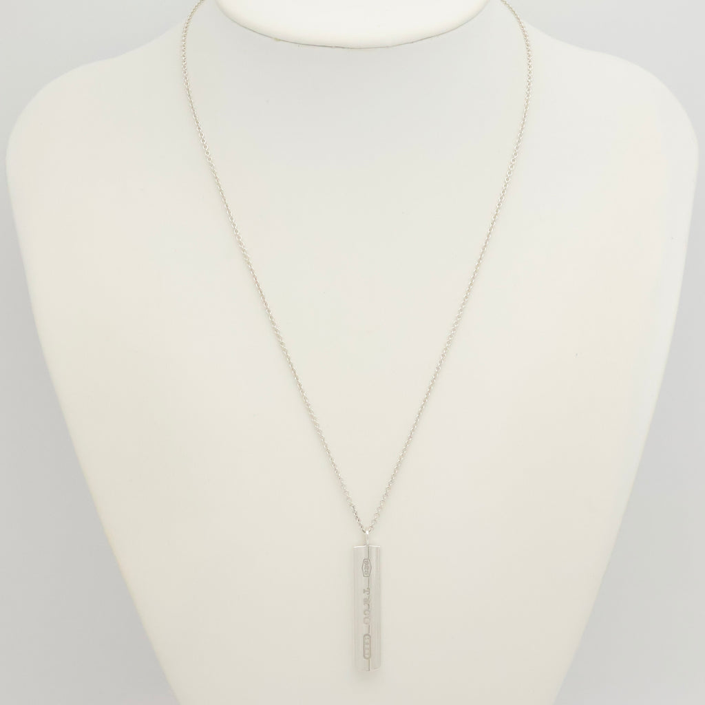 TIFFANY & Co. 1837 Bar Plate Pendant Necklace Chain Sterling Silver 925