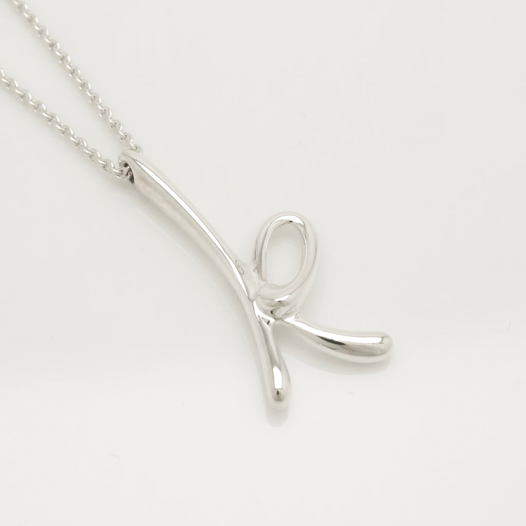 Tiffany & Co. Initial Letter "K" Pendant Necklace Sterling Silver 925
