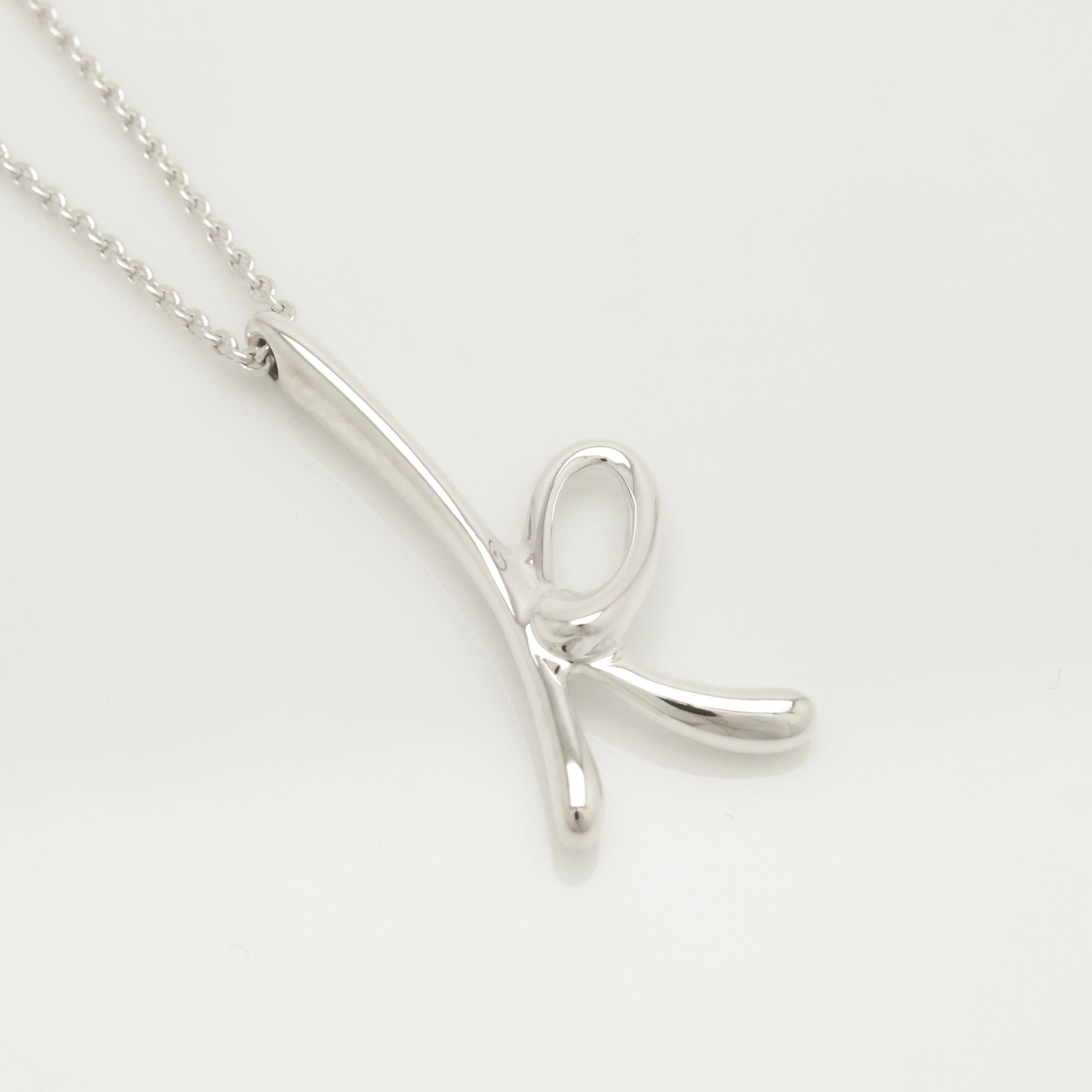 Tiffany & Co. Initial Letter "K" Pendant Necklace Sterling Silver 925