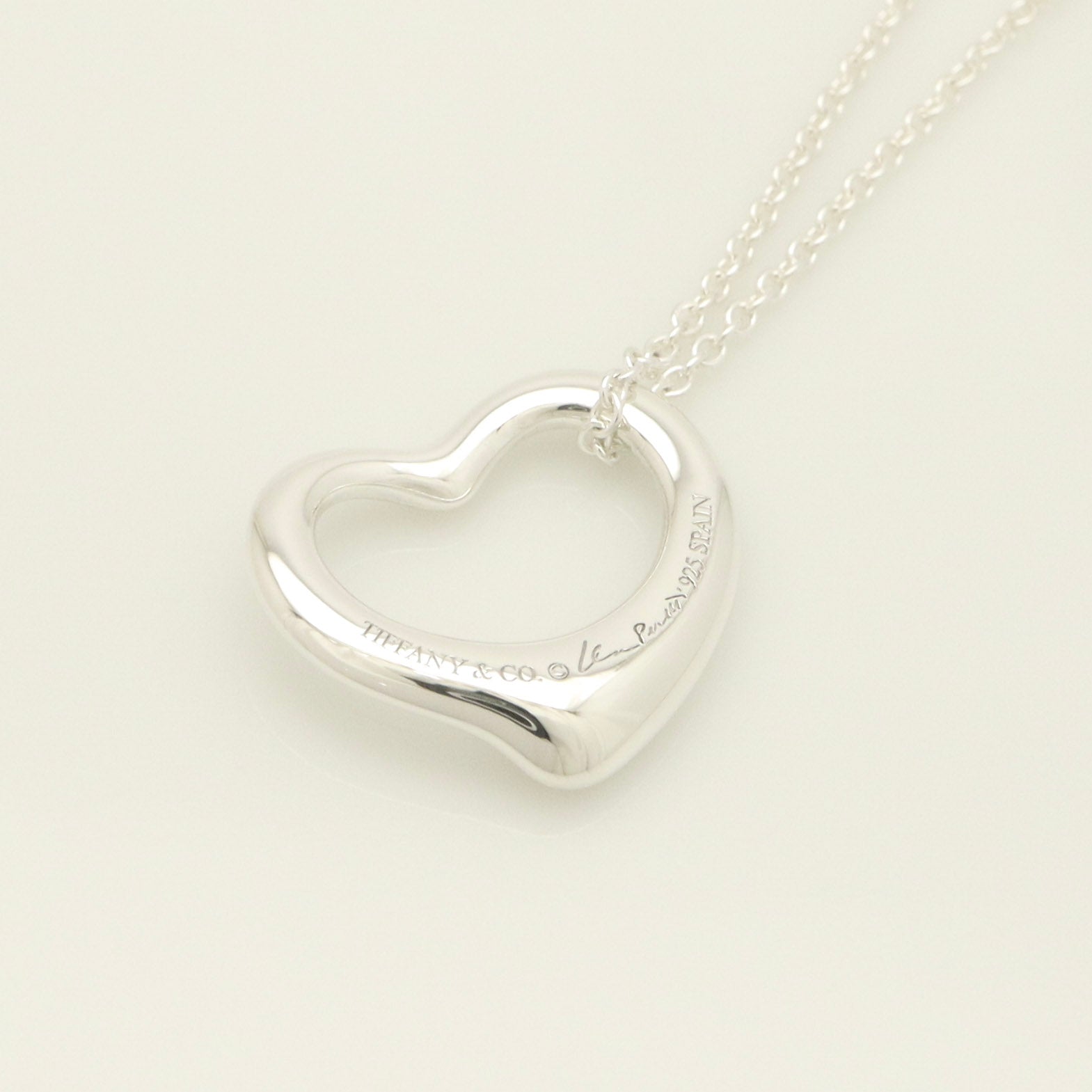 Tiffany & Co. Open Heart Pendant Necklace Sterling Silver 925