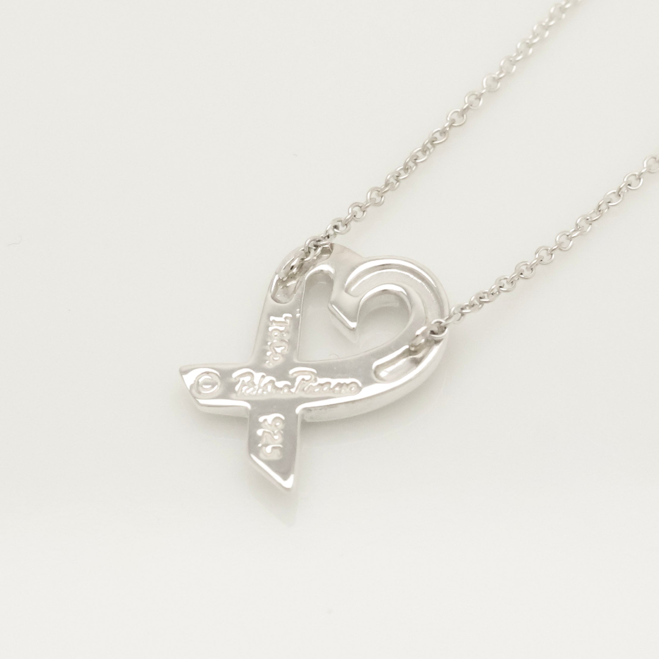 Tiffany & Co. Loving Heart Diamond Pendant Necklace Sterling Silver 925