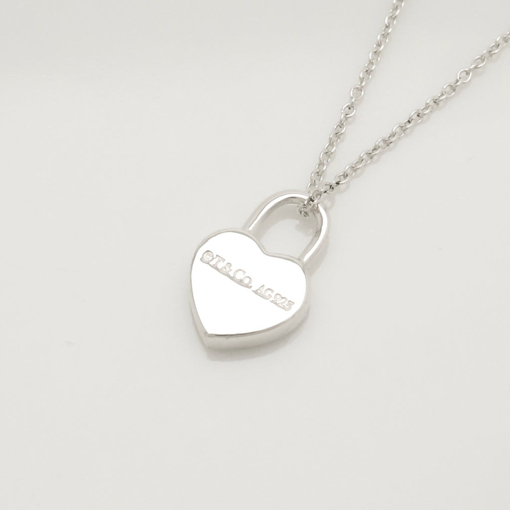  Tiffany & Co. Return to Mini Heart Lock Padlock Necklace  Sterling Silver 925