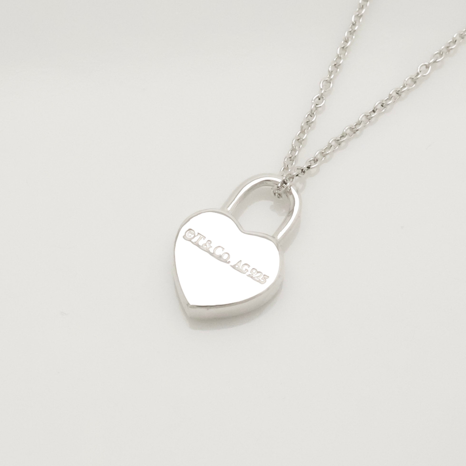  Tiffany & Co. Return to Mini Heart Lock Padlock Necklace  Sterling Silver 925