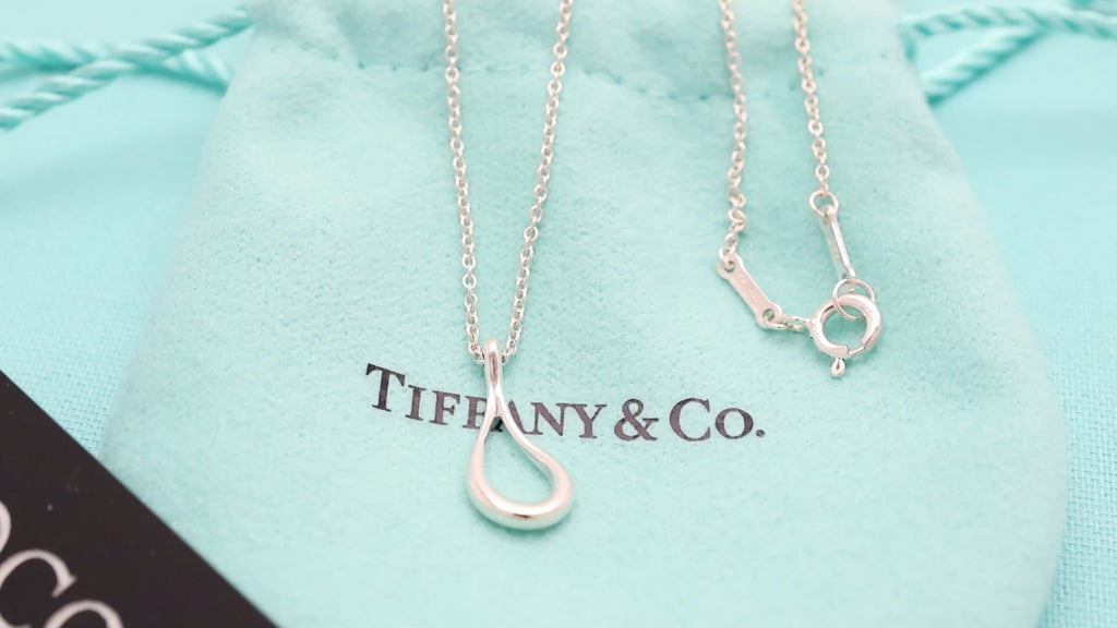  Tiffany & Co. Open Teardrop Necklace Pendant Sterling Silver 925 