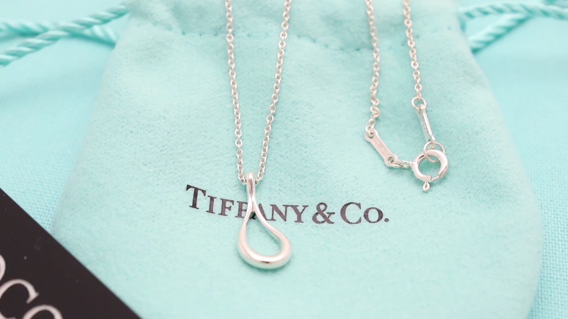  Tiffany & Co. Open Teardrop Necklace Pendant Sterling Silver 925 