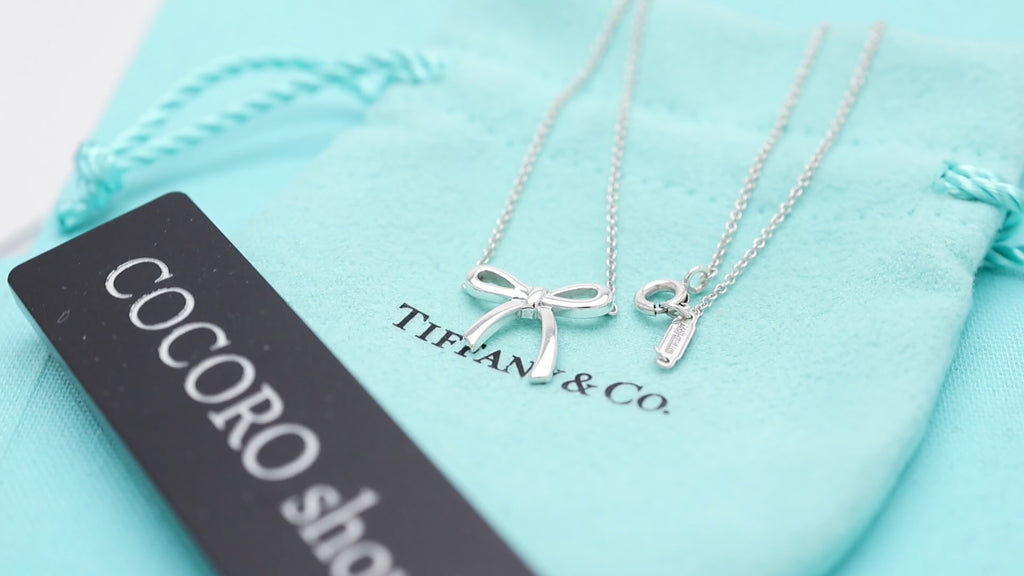 Tiffany & Co. Ribbon Bow Necklace Pendant  Sterling Silver 925 