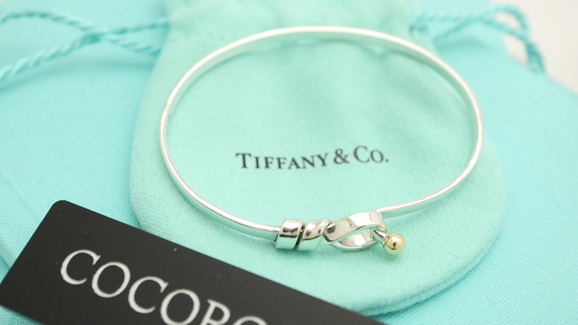 Tiffany & Co. Hook & Eye Bangle Sterling Silver 925 Gold 18k