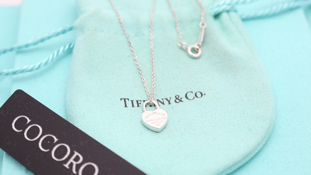  Tiffany & Co. Return to Mini Heart Lock Padlock Necklace  Sterling Silver 925