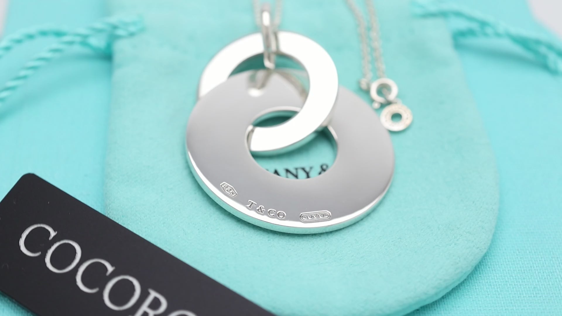  Tiffany & Co. 1837 Interlocking Circles Drop Necklace Sterling Silver 925 