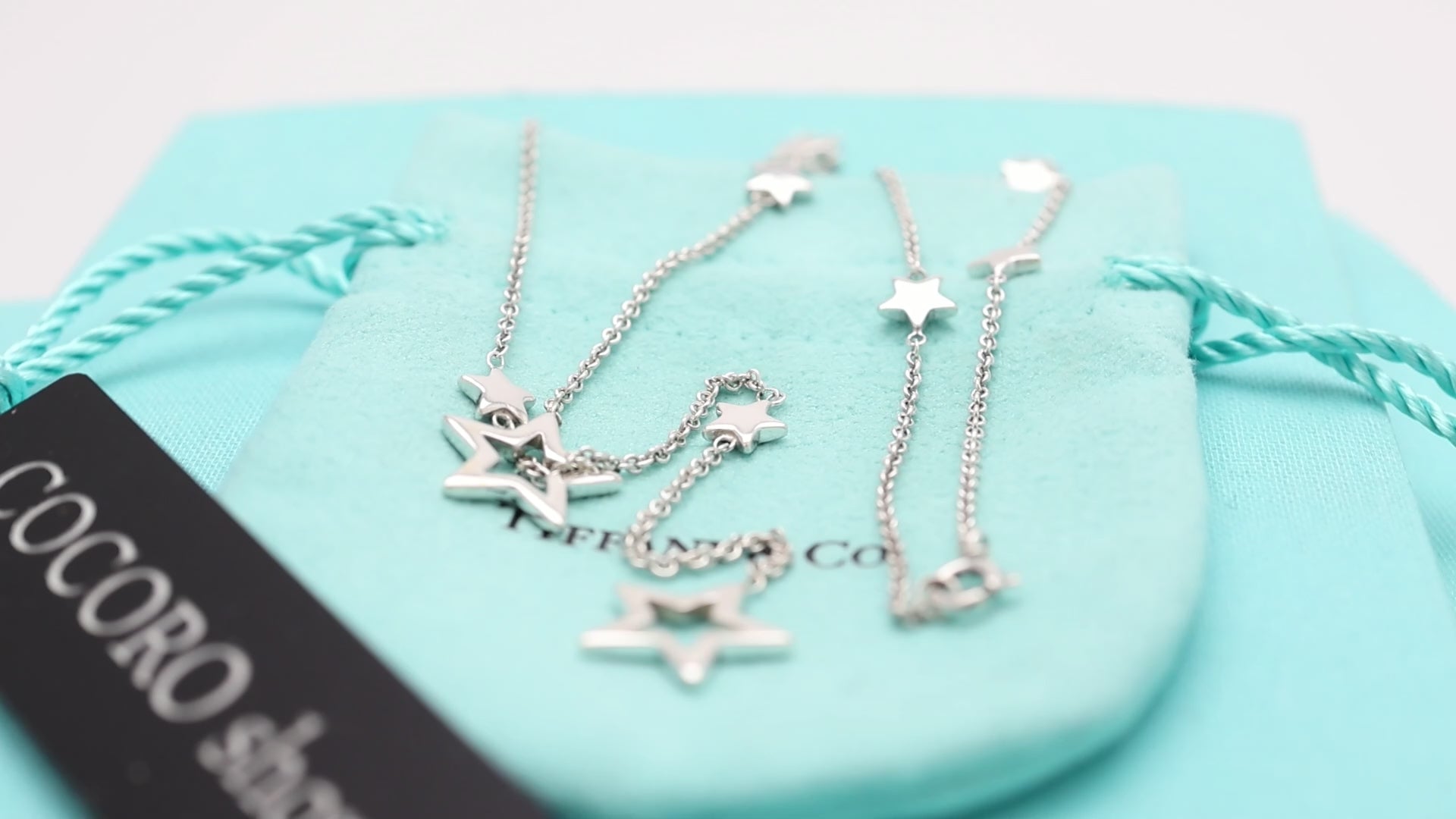 Tiffany & Co. Star Link Lariat Necklace Pendant Sterling Silver 925