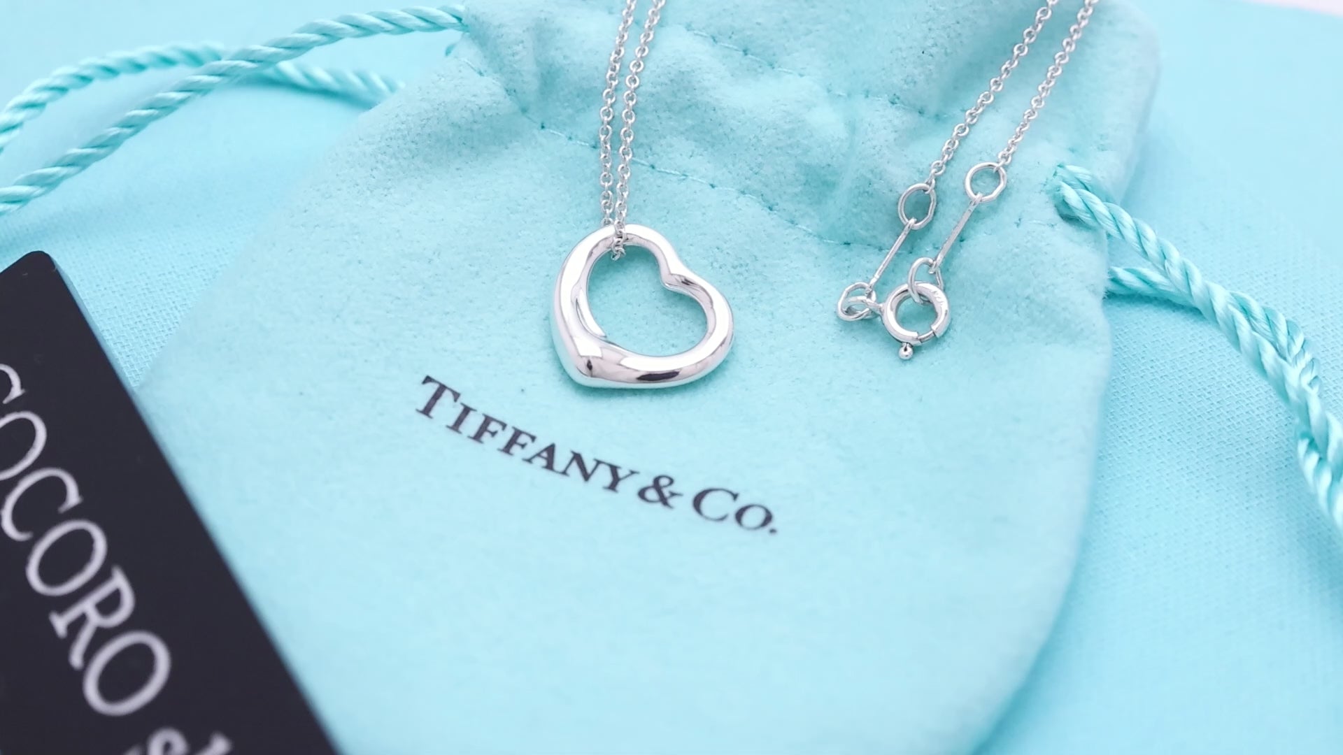 Tiffany & Co. Open Heart Pendant Necklace Sterling Silver 925