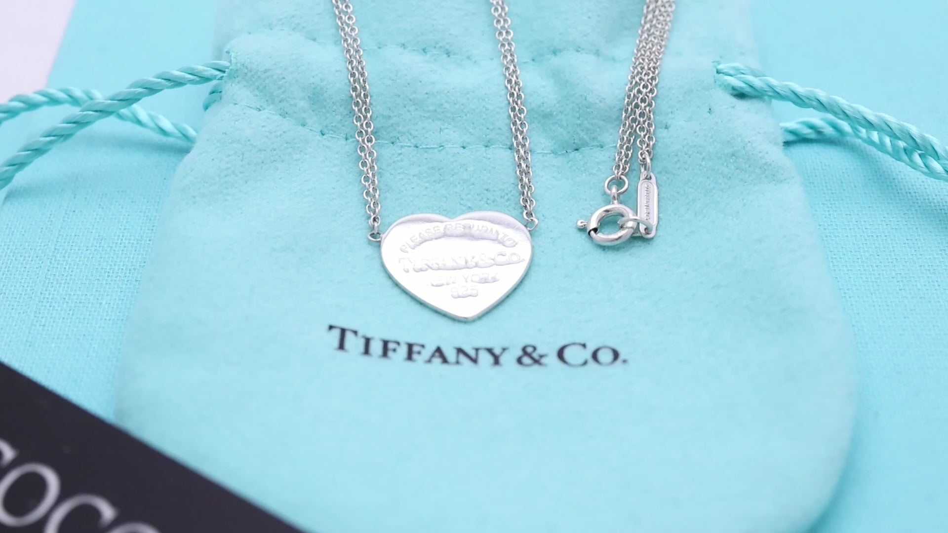 Tiffany & Co. Return to Heart Tag Double Chain Necklace Sterling Silver 925