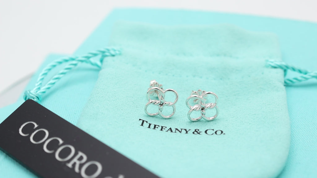 Tiffany & Co. Quadrifoglio Four Leaf Clover Stud Earrings Sterling Silver 925