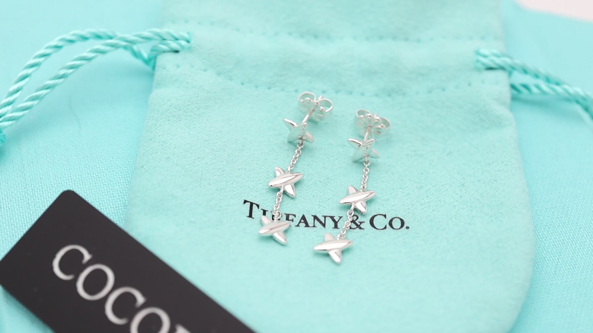 Tiffany & Co Elsa Peretti Open Heart Drop Dangle Earrings Sterling Silver 925