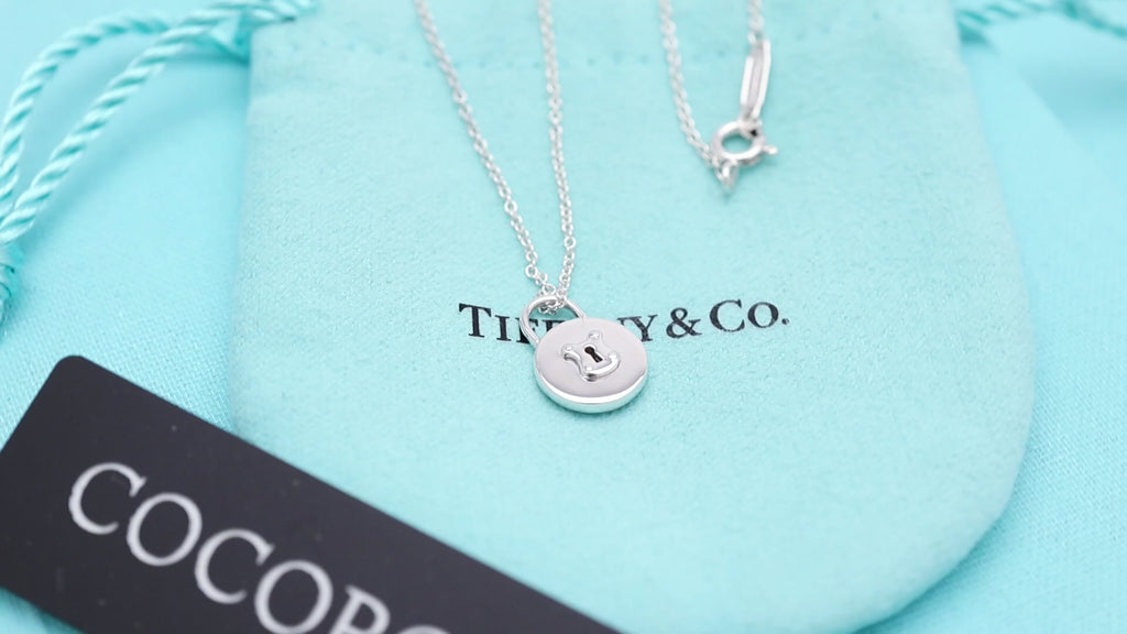 Tiffany & Co. Round Keyhole Lock Padlock Necklace Sterling Silver 925
