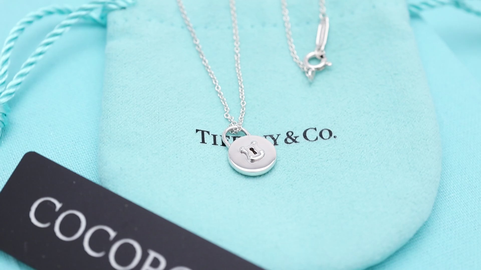 Tiffany & Co. Round Keyhole Lock Padlock Necklace Sterling Silver 925