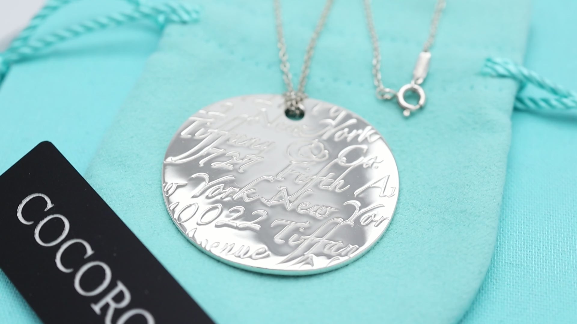 Tiffany & Co. Notes New York Large Wavy Round Circle Necklace Sterling Silver 925