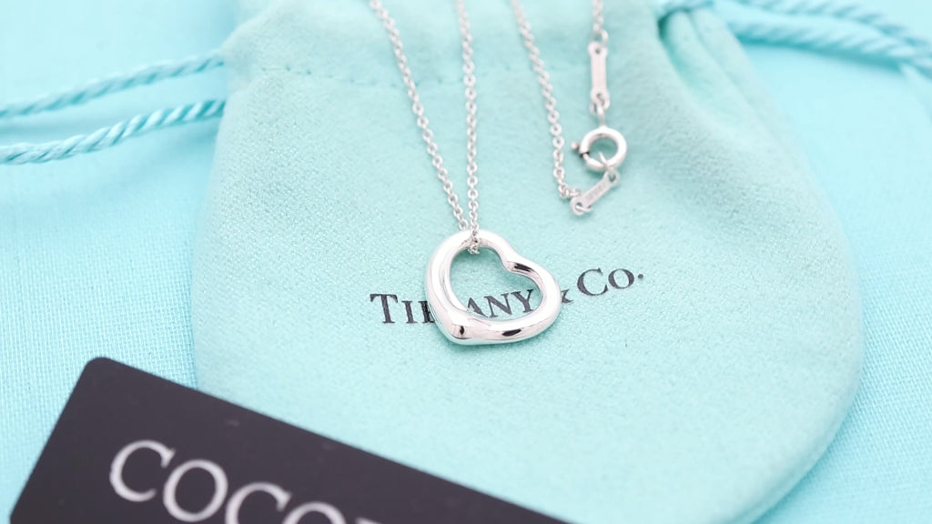 Tiffany & Co. Open Heart Pendant Necklace Sterling Silver 925
