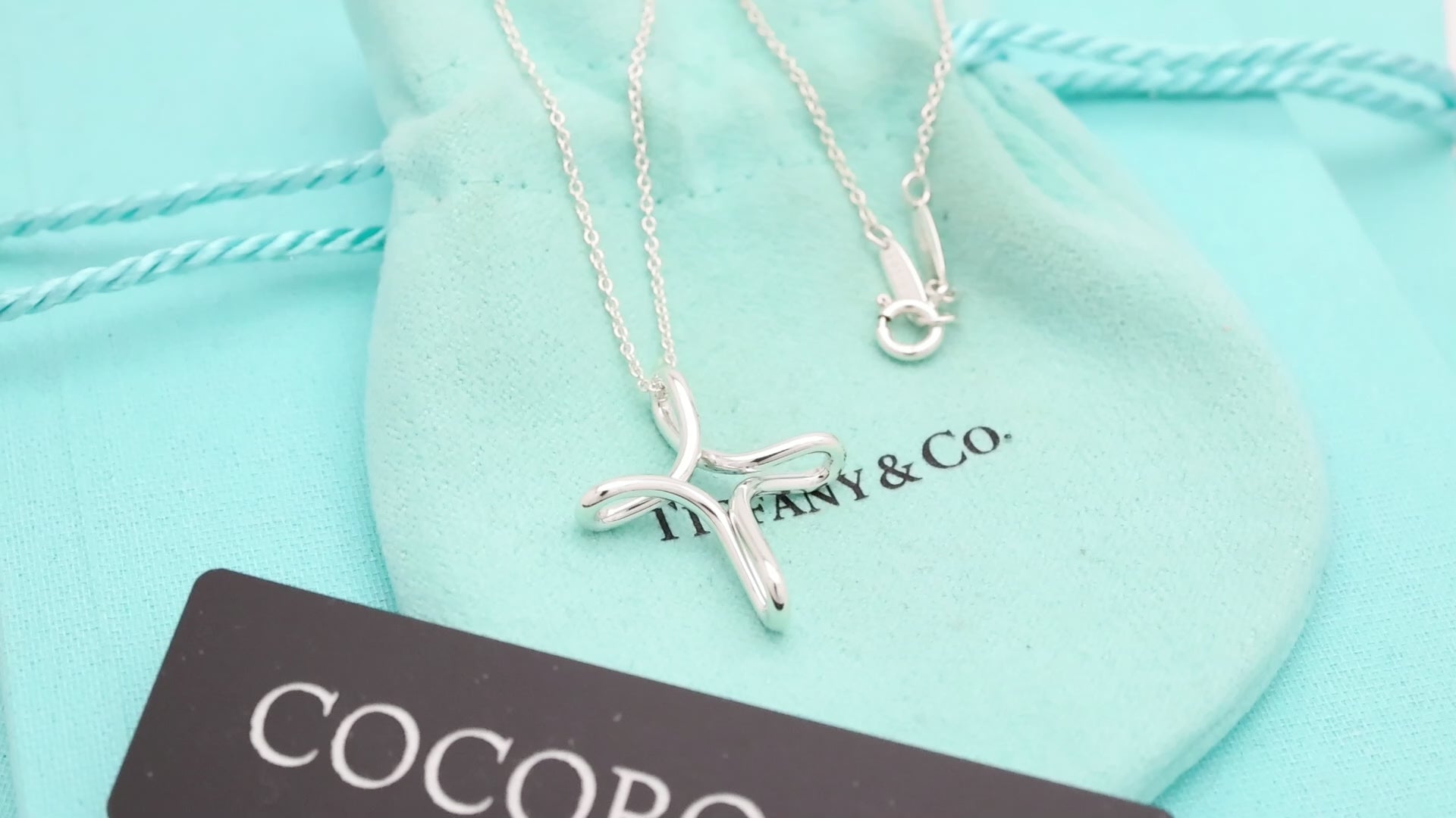  Tiffany & Co. Infinity Cross Necklace Pendant  Sterling Silver 925 
