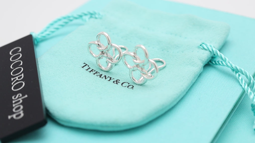 Tiffany & Co. Quadrifoglio Four Leaf Clover Clip-On Earrings Sterling Silver 925