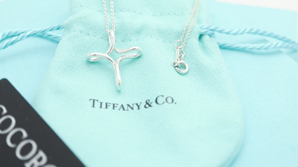 TIFFANY & Co. Open Cross Infinity Elsa Peretti Necklace  Sterling Silver 925