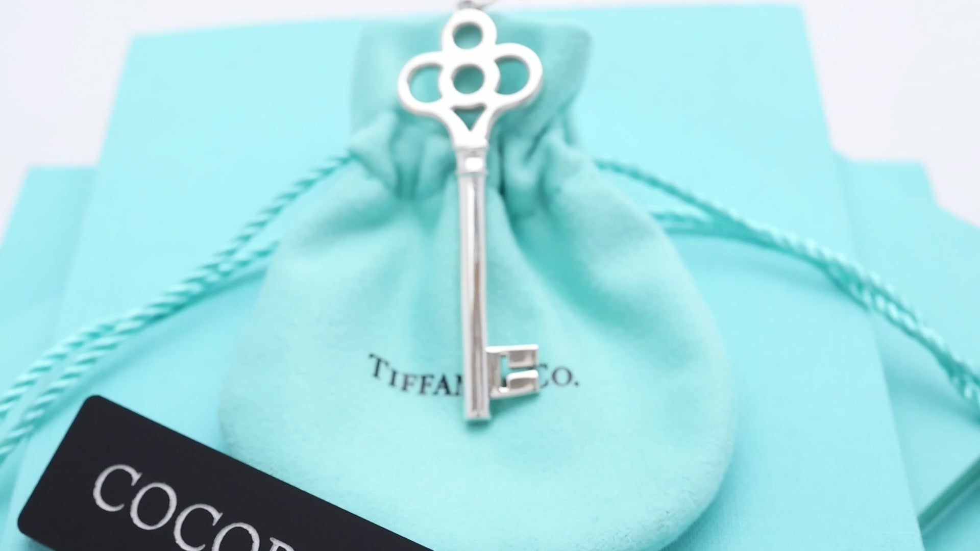 Tiffany & Co. LARGE Crown Key Pendant Charm Sterling Silver 925