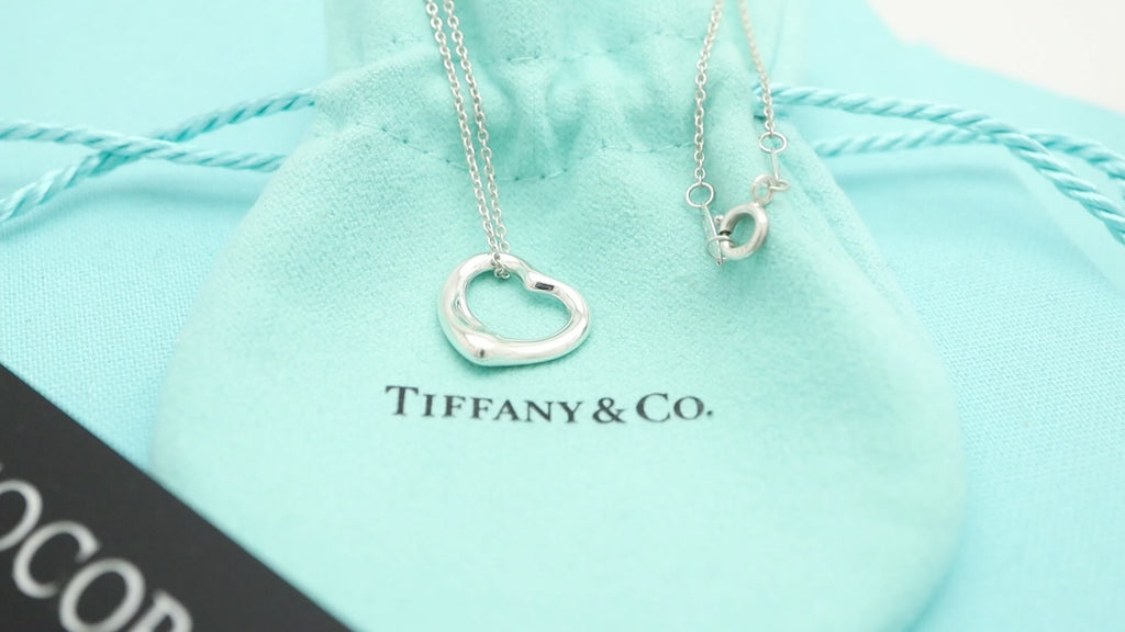 Tiffany & Co. Open Heart 16mm Pendant Necklace  Sterling Silver 925