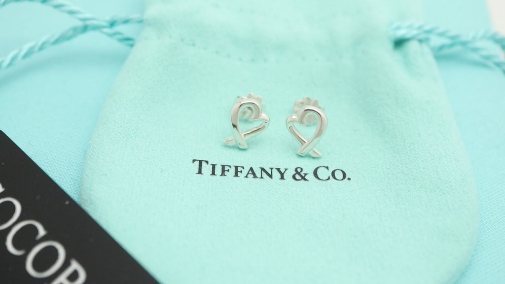 Tiffany & Co. Picasso Loving Heart Stud Earrings Sterling Silver 925 