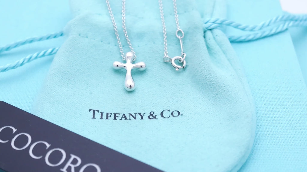  Tiffany & Co. Small Cross Pendant Necklace  Sterling Silver 925 