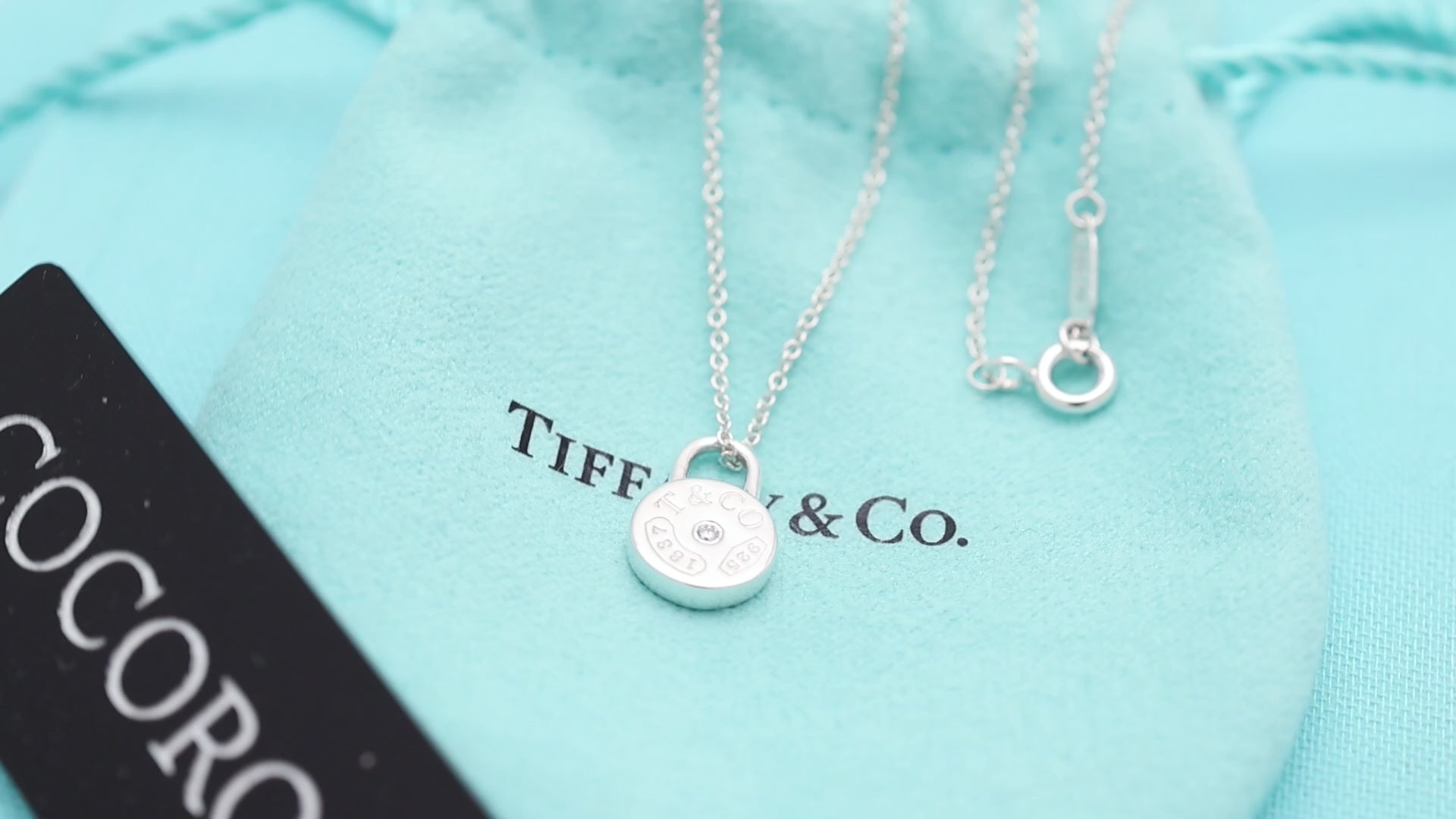 Tiffany & Co. 1837 Round Lock 1P Diamond Necklace Sterling Silver 925 
