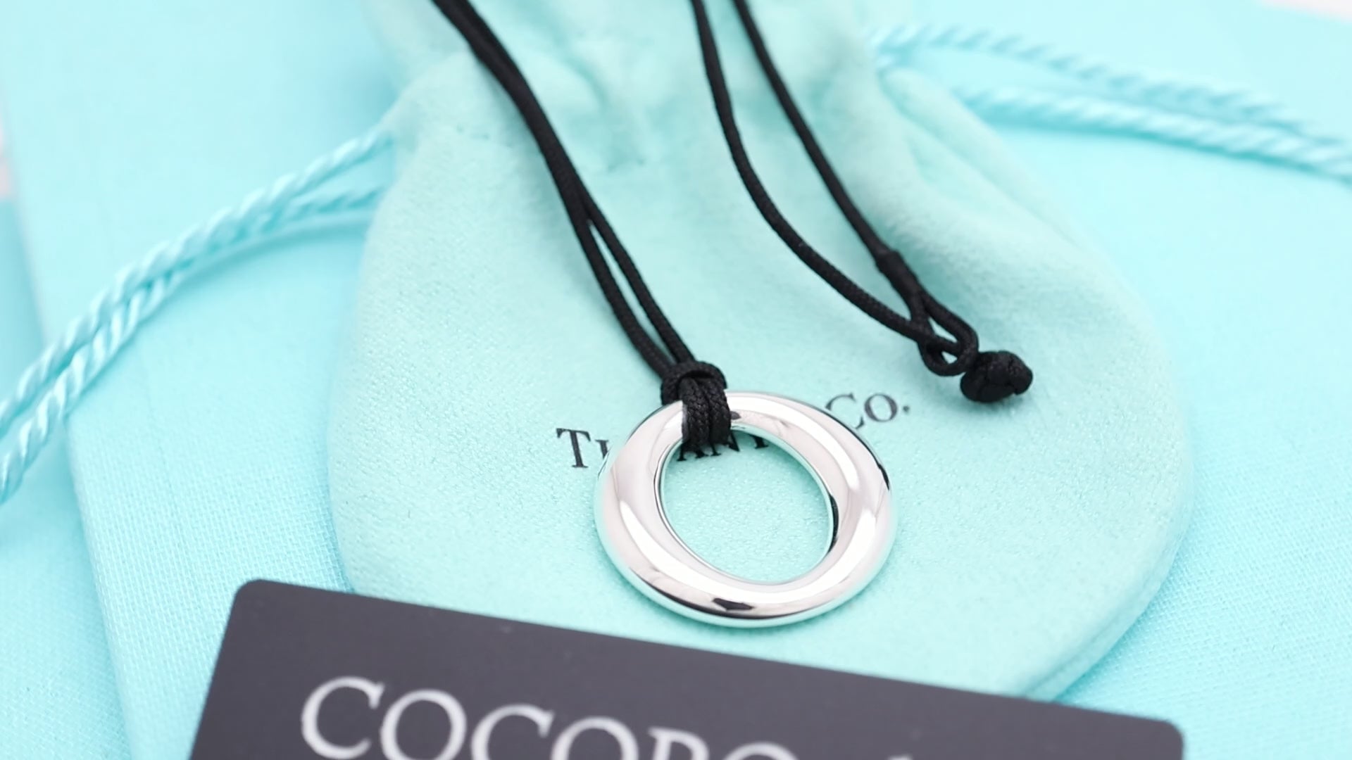  Tiffany & Co. Seviana Silk Cord Necklace Sterling Silver 925