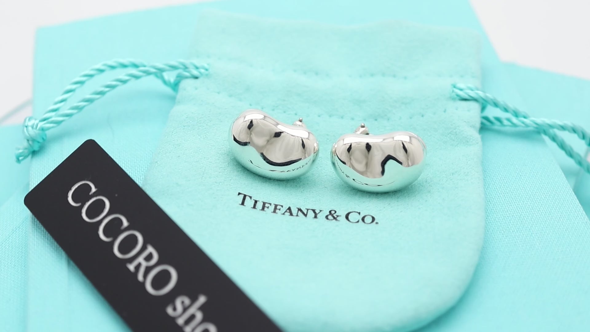Tiffany & Co. Large Peretti 20mm Bean Clip-On Earrings Sterling Silver 925