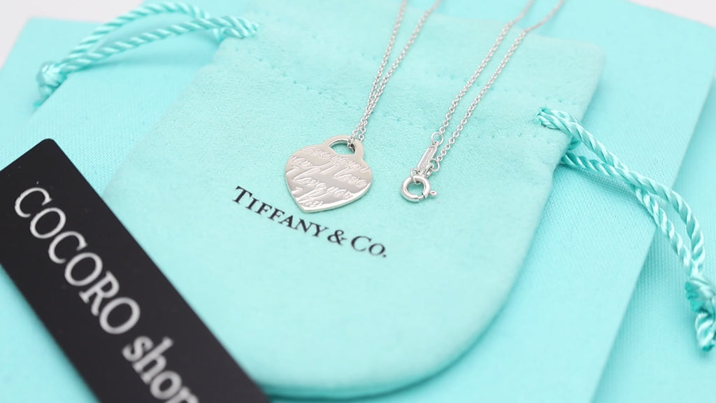 Tiffany & Co. Notes I LOVE YOU Heart Pendant Necklace Sterling Silver 925