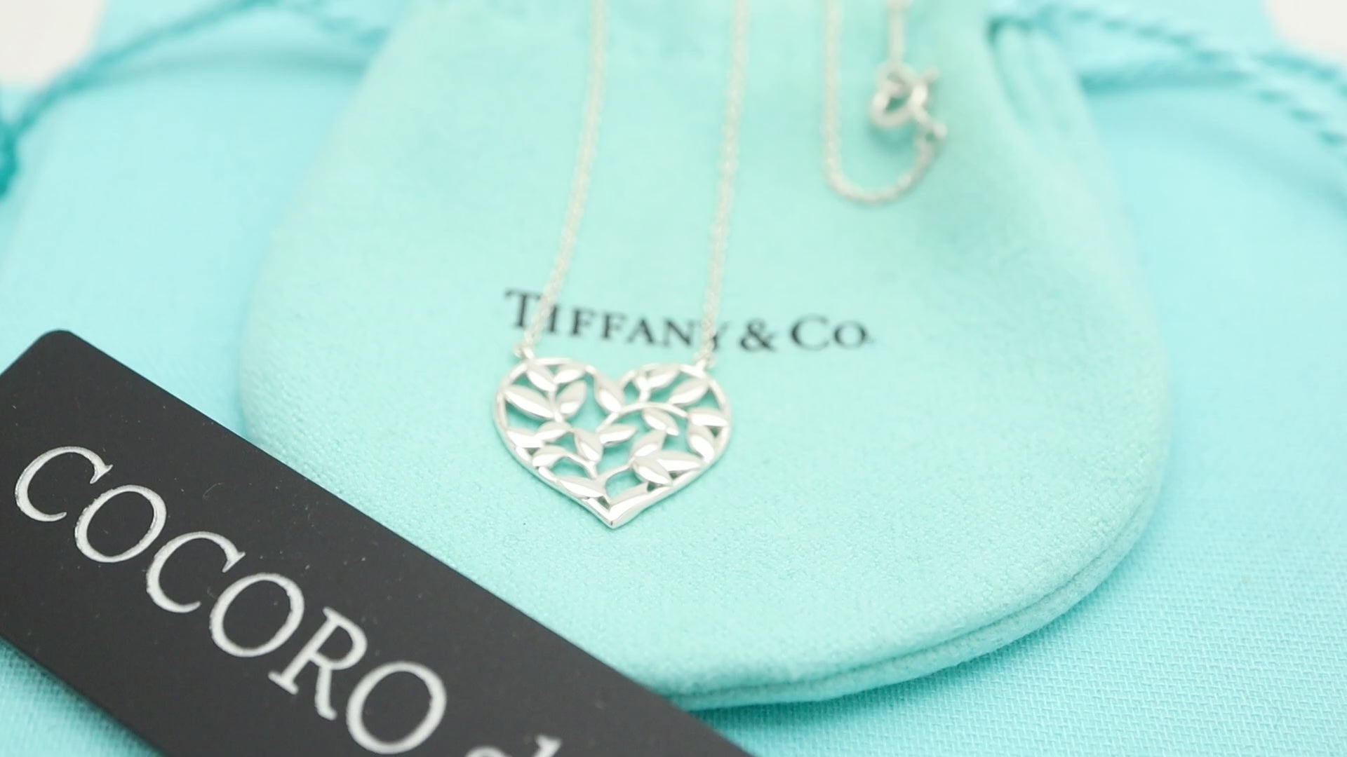 Tiffany & Co. Olive Leaf Heart Necklace Pendant Sterling Silver 925