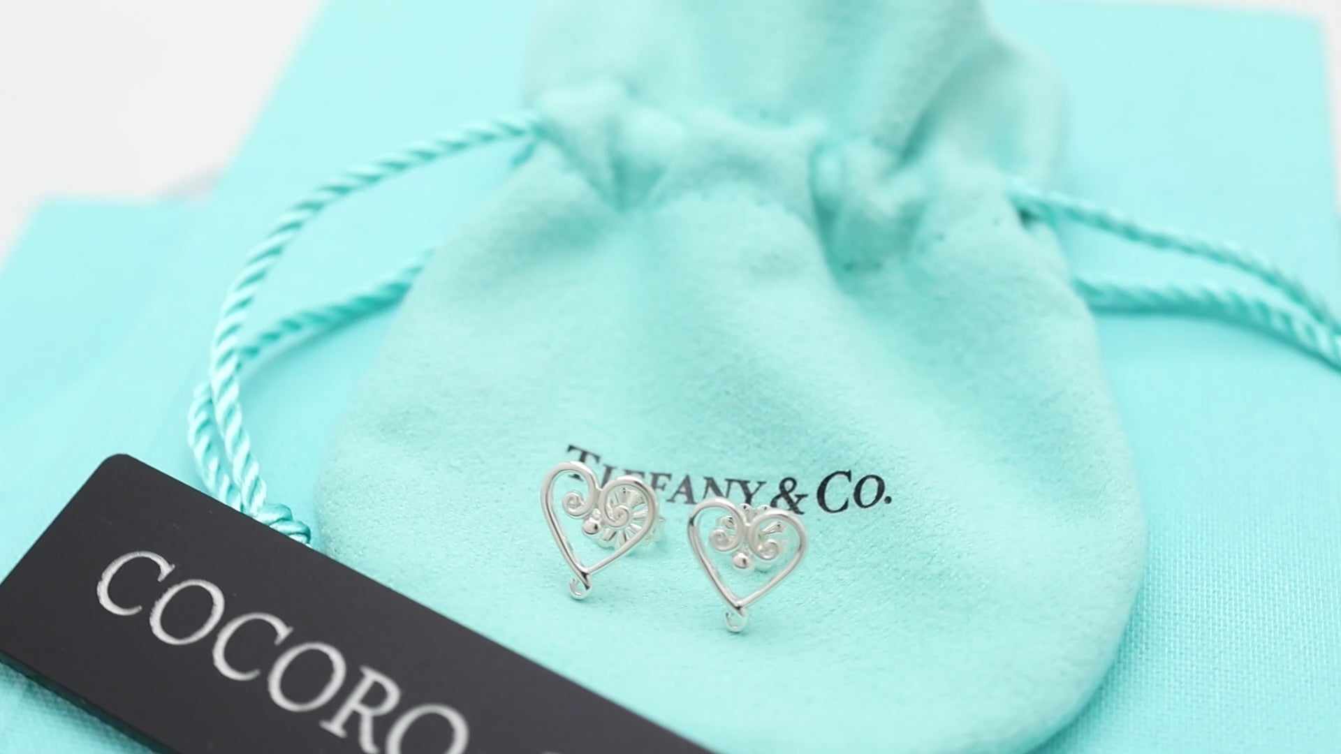 Tiffany & Co. Venezia Goldoni Heart Stud Earrings Sterling Silver 925