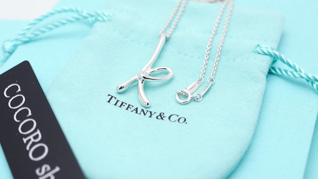 Tiffany & Co. Initial Letter "K" Pendant Necklace Sterling Silver 925