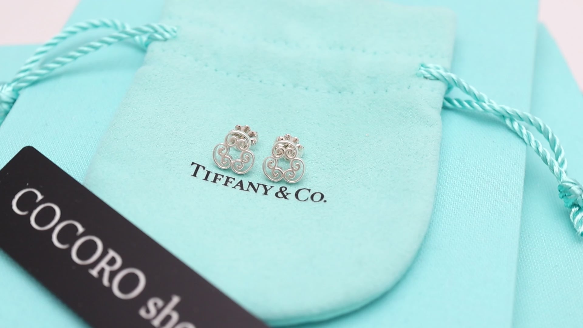 Tiffany & Co. Venezia Goldoni Triplo Stud Earrings Sterling Silver 925