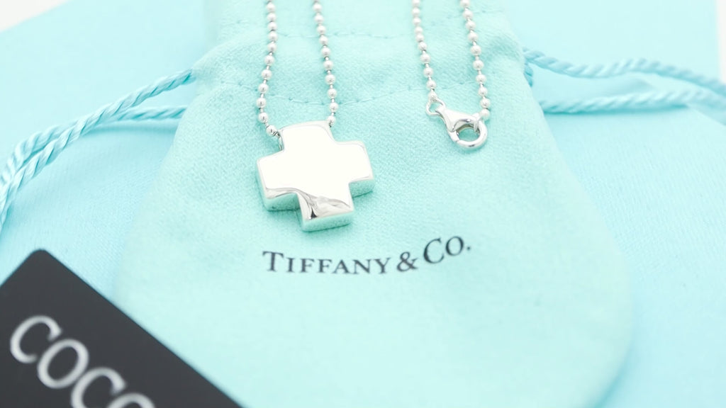 TIFFANY&Co. Roman cross Necklace Ball chain Sterling Silver 925 