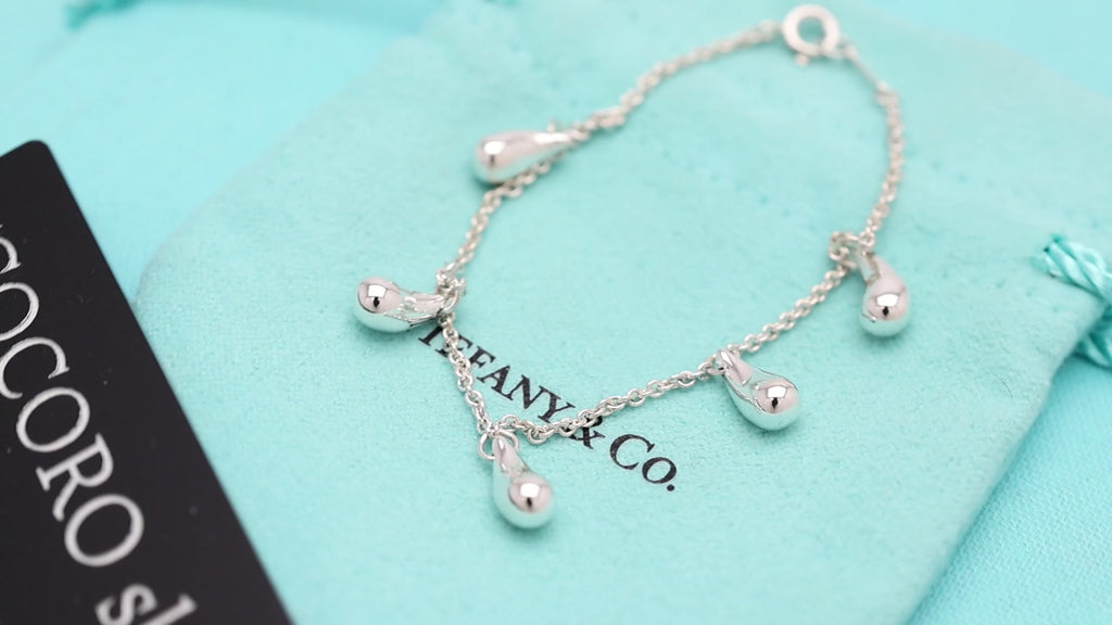 Tiffany & Co. Peretti Five 5 Teardrop Bracelet Sterling Silver 925