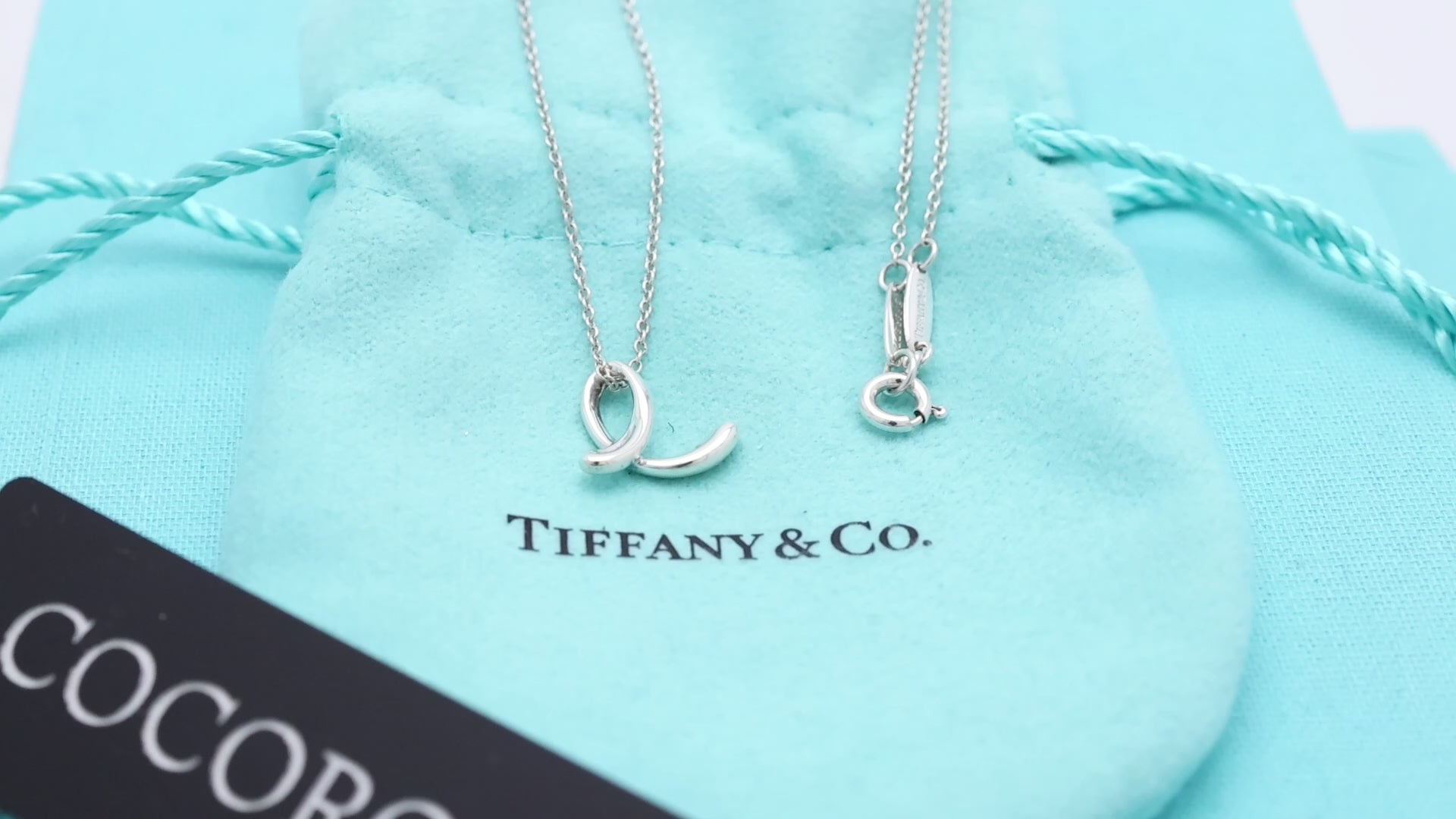 Tiffany & Co. Initial Letter "E" Necklace Pendant Sterling Silver 925