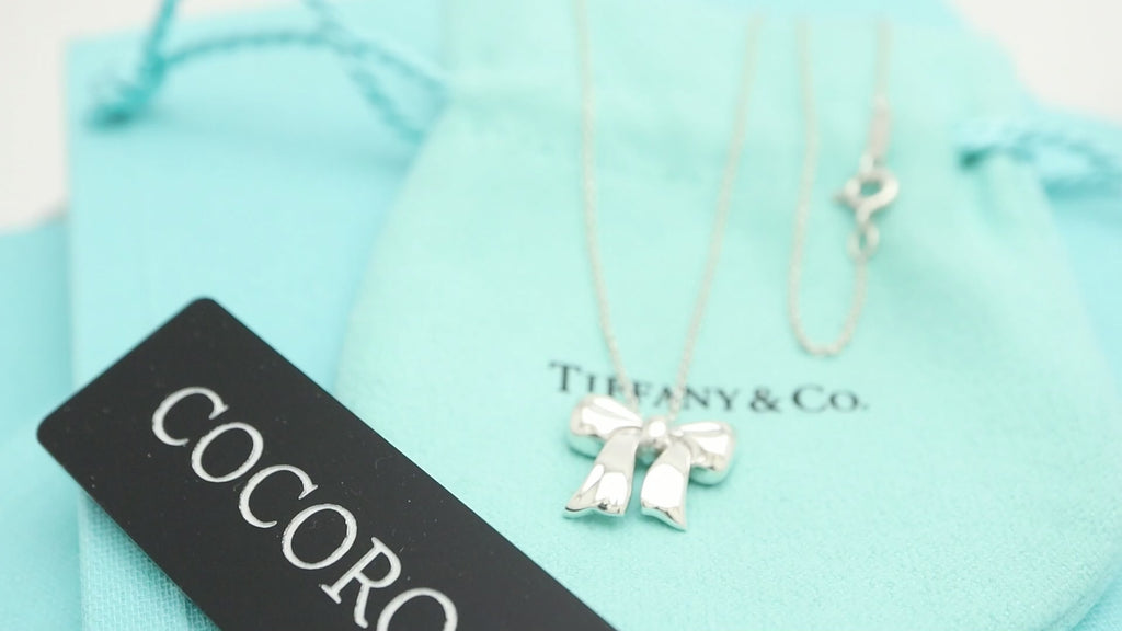 Tiffany & Co. Rare Bow Ribbon Necklace Pendant  Sterling Silver 925 