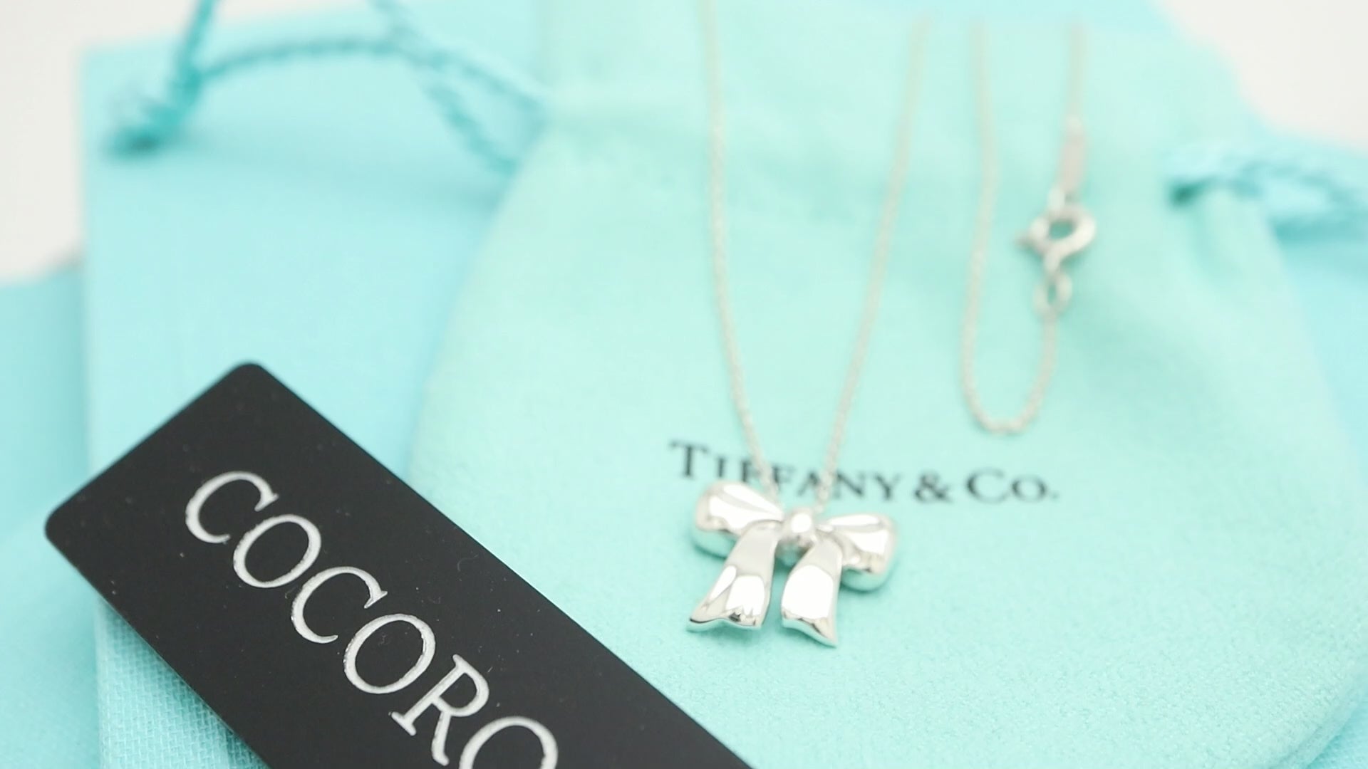 Tiffany & Co. Rare Bow Ribbon Necklace Pendant  Sterling Silver 925 