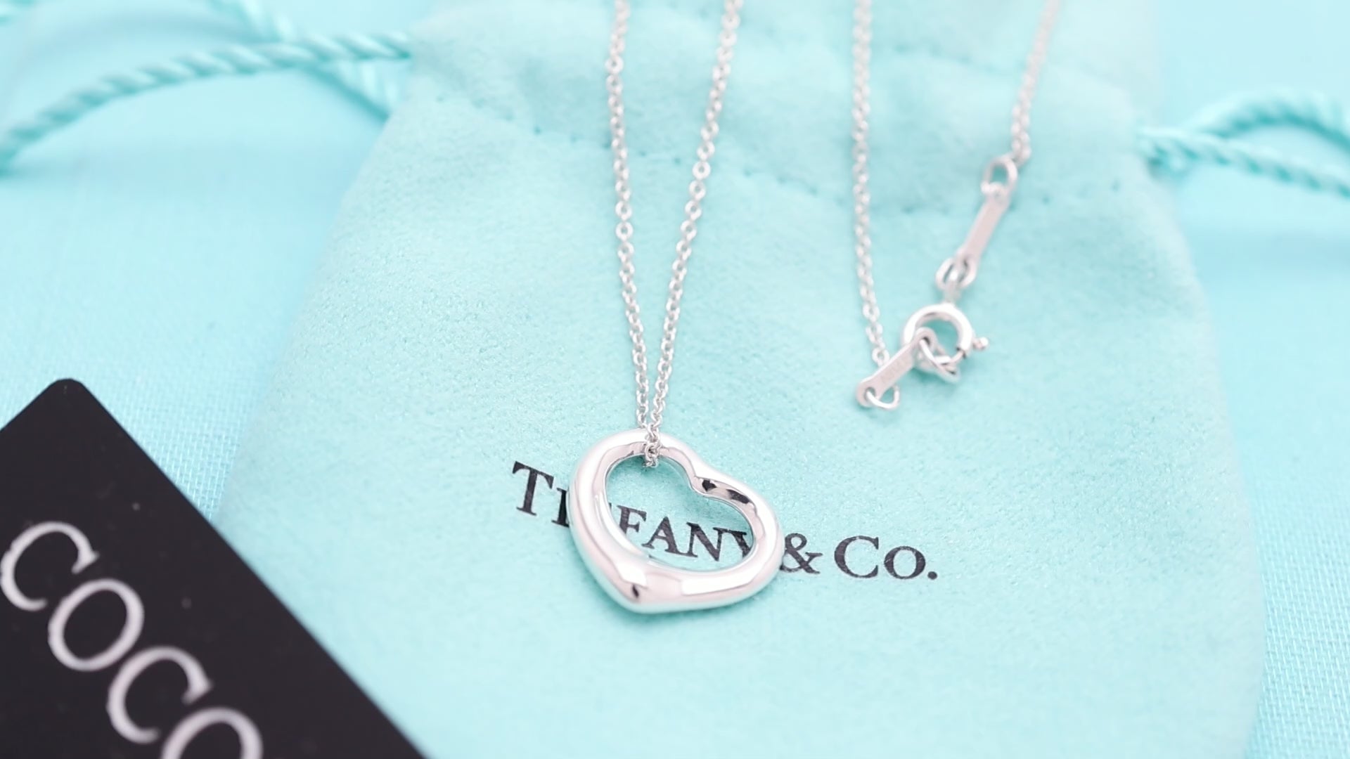 Tiffany & Co. Open Heart Pendant Necklace Sterling Silver 925