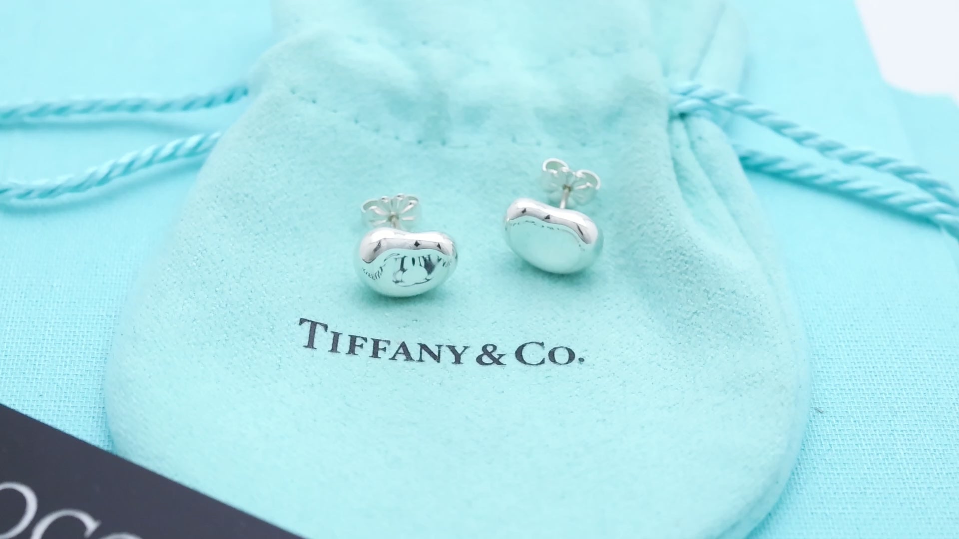 Tiffany & Co. Elsa Peretti Bean Design Earrings Sterling Silver 925