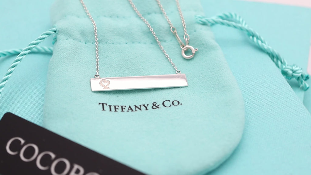 Tiffany & Co. Picasso Loving Heart Bar Necklace Sterling Silver 925