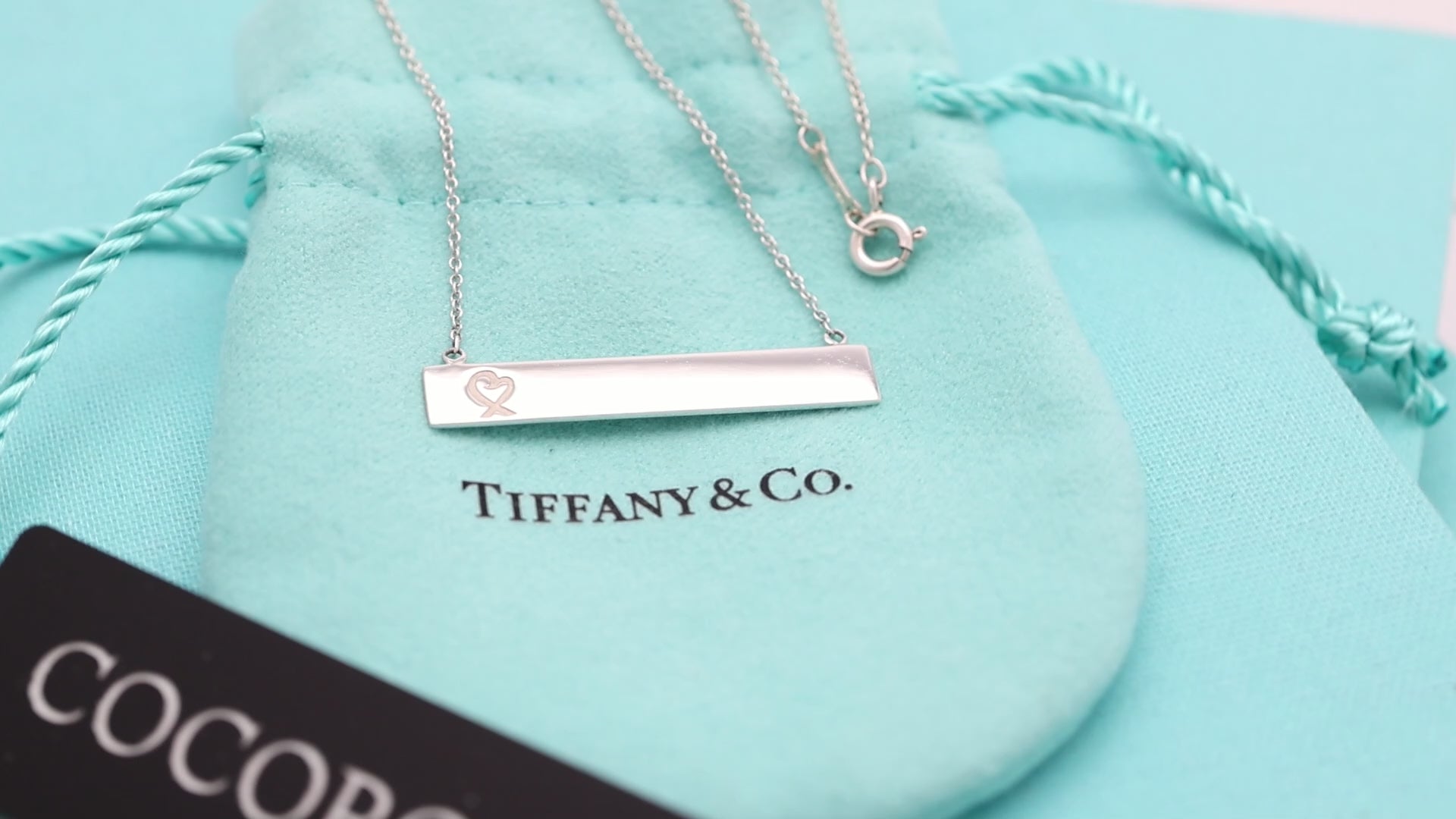 Tiffany & Co. Picasso Loving Heart Bar Necklace Sterling Silver 925